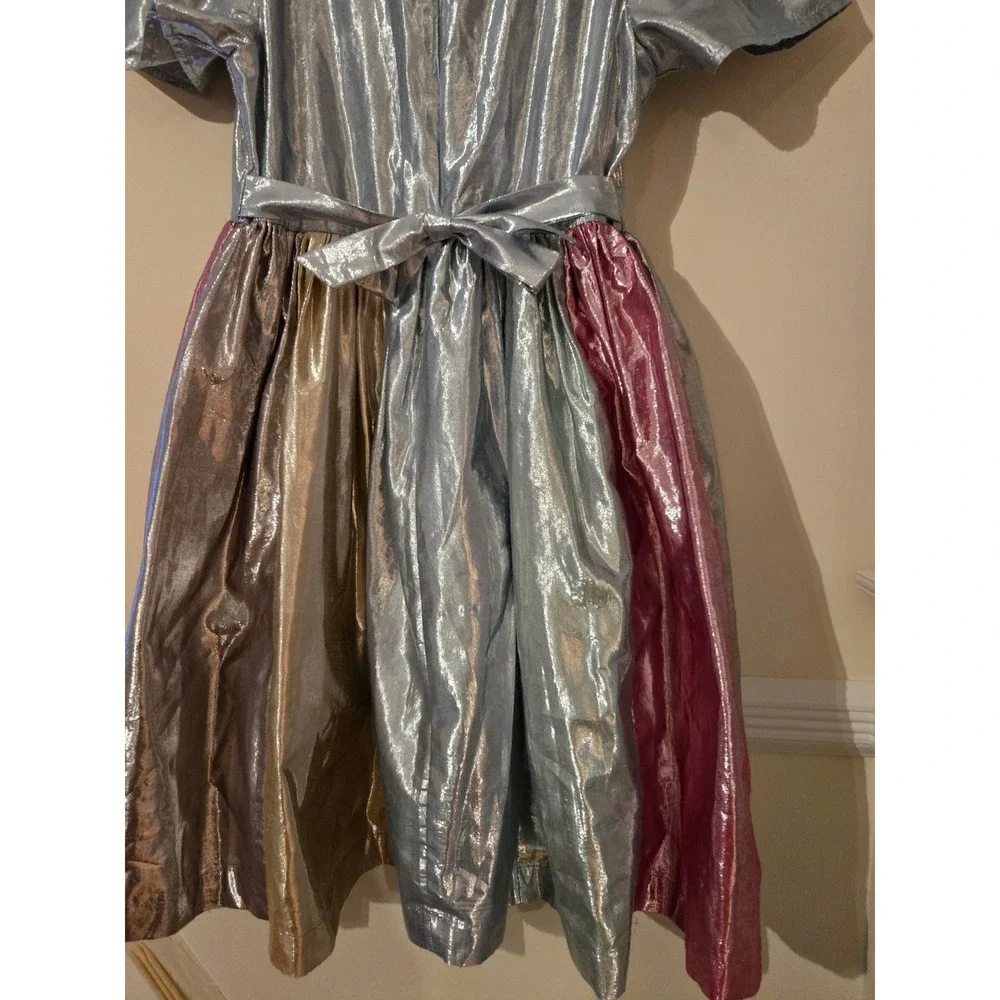 Mini‎ Boden Girls Metallic Foil Party Dress Blue Pink Gold Silver 11-12Y